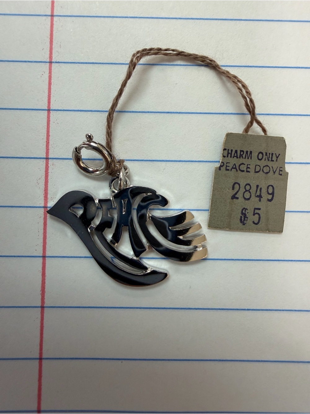 Peace Dove Metal Charm Pendant in Silver